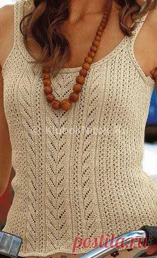 Летняя маечка на бретелях | Вязание для женщин | Вязание спицами и крючком. Схемы вязания.