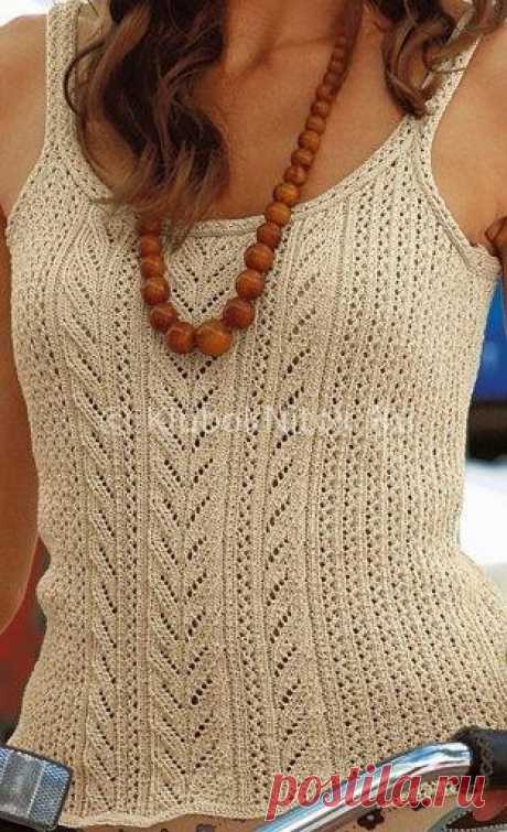 Летняя маечка на бретелях | Вязание для женщин | Вязание спицами и крючком. Схемы вязания.