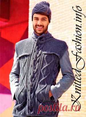 Мужской жилет и шапка - KnittedFashion.info - Модное Вязание