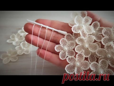 🧵🧵iğne oyası çok kolay bir yöntem ile file çiçek yapılışı / bu çiçek çok amaçlı yap heryerde kullan