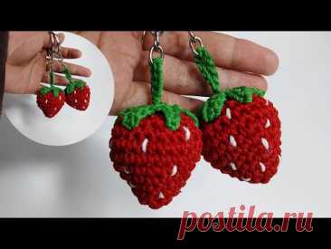 DIY Gantungan Kunci Amigurumi Strawberry || Crochet Keychain Amigurumi Strawberry