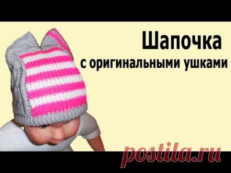 Вязание на вязальной машине котошапки с оригинальными ушками⚡Машинное вязание детской шапочки косами