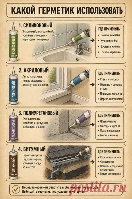 Какой герметик выбрать: силиконовый, акриловый, полиуретановый или битумный | Сантехника, Штукатурка стен своими руками, Кровли