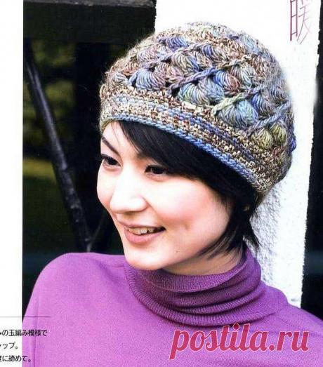 Интересная шапочка крючком. Схема. / knittingideas.ru