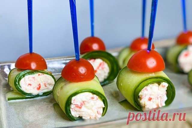 Канапе с огурцом и творожным сыром — Д а ч а