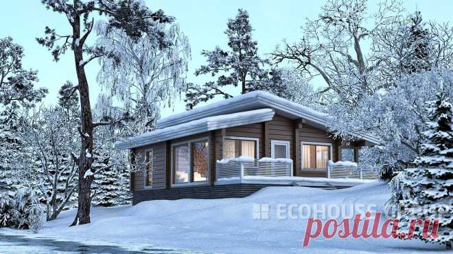 Дом из клееного бруса, по проекту «ЮДЖИН», площадью 121/84 кв. м.