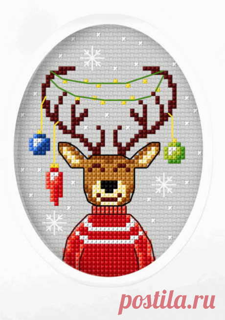 Kit de tarjetas navideñas de punto de cruz con renos de Orchidea – The Happy Cross Stitcher