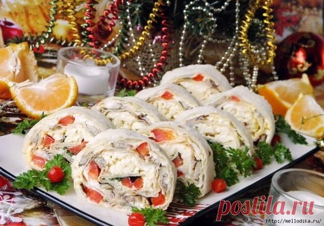 Рулет из лаваша на Новый Год
