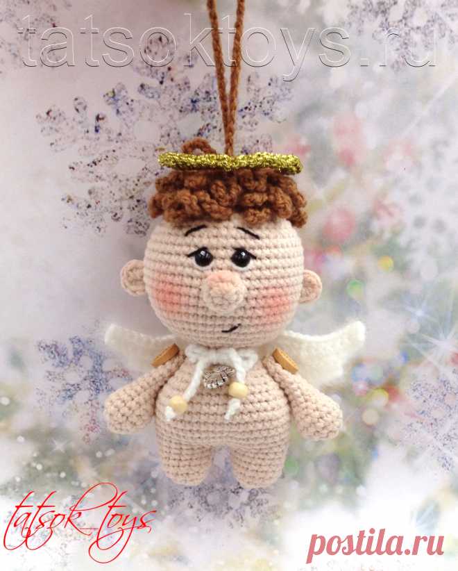 PDF Малыш Ангелочек крючком. FREE crochet pattern; Аmigurumi doll patterns. Амигуруми схемы и описания на русском. Вязаные игрушки и поделки своими руками #amimore - ангел, маленький ангелок, ангелочек, кукла, куколка, мальчик, пупс, ёлочная игрушка, украшение.