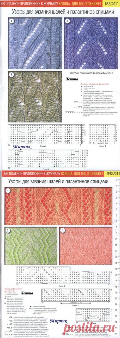 Узоры для вязания шалей и палантинов спицами