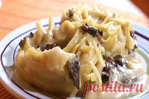 Макароны-гнезда с грибным соусом - пошаговый кулинарный рецепт на Повар.ру