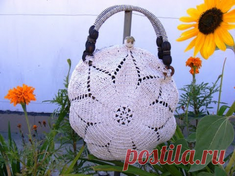 Круглая сумочка крючком  Сумочка Ридикюль  Handbag crocheted