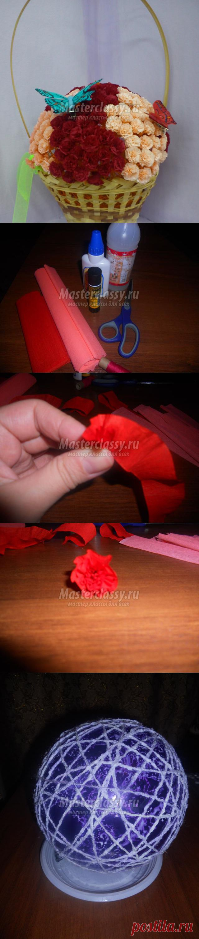 Корзинка с цветами из гофрированной бумаги к празднику. Мастер-класс
