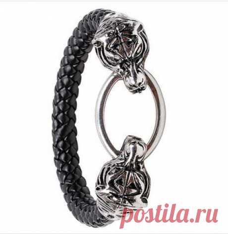Купить кожаный плетеный браслет тигр по низкой цене