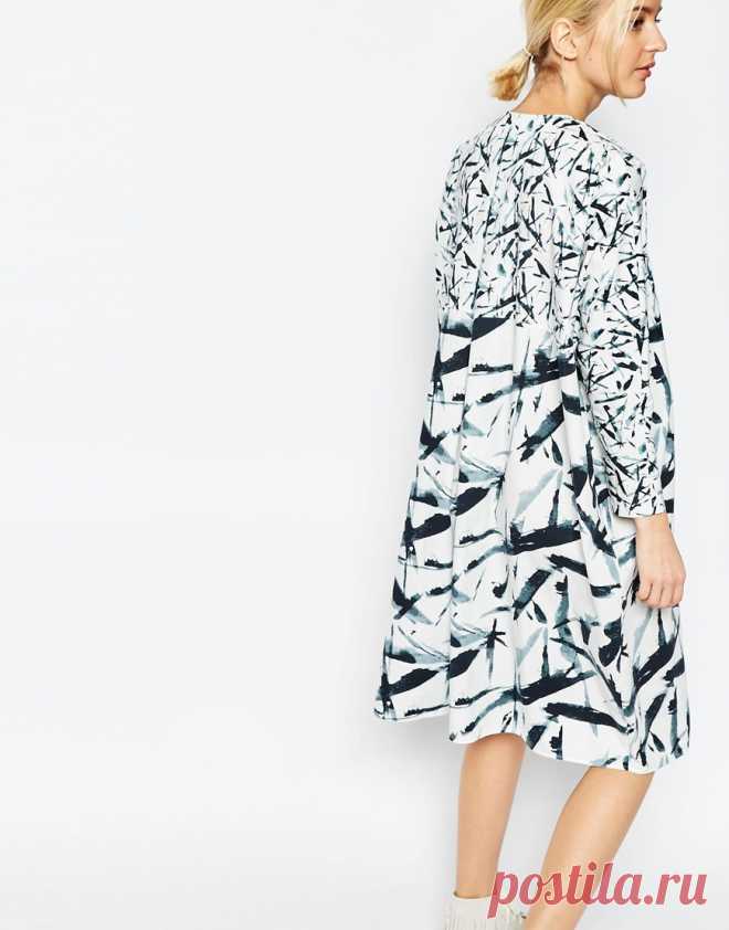 ASOS White | Платье овального силуэта с запахом и принтом ASOS WHITE на ASOS