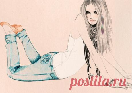 23 стильные иллюстрации с модными красотками в стиле вырезок из журналов 80-х годов