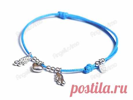 Браслет веревочный &quot;Крылатое сердце&quot; от Amorem