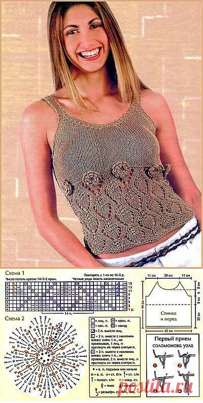Топ “Лето”. Схема вязания спицами. » Eajenshina.ru - самый популярный сайт среди женщин всех возрастов