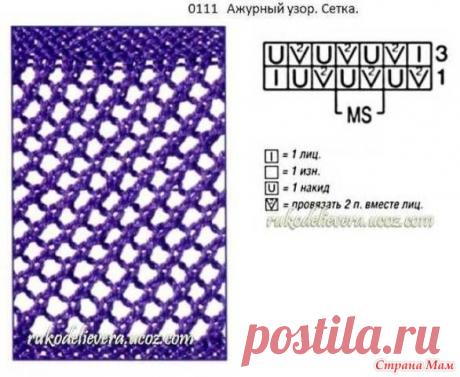 узор сеточка спицами схемы и описание: 26 тыс изображений найдено в Яндекс.Картинках
