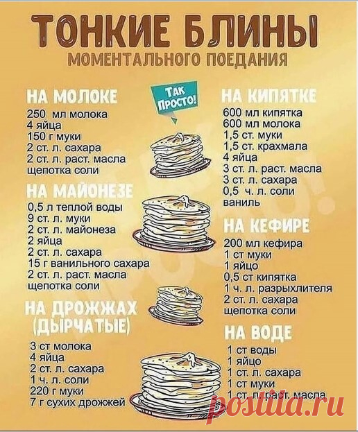 А по какому рецепту Вы готовите блины?