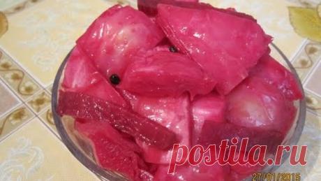Маринованная капуста кусочками со свеклой.Простой и вкусный видеорецепт