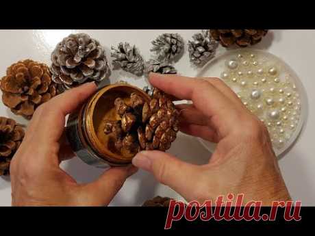 ОКУНИ ШИШКИ В КРАСКУ - ПОТОМ в БУСИНЫ.ПОЛУЧИШЬ НЕОПИСУЕМУЮ КРАСОТУ DIY Новогодние поделки.декор.идеи