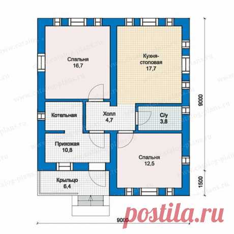 Проект компактного дома 72м² с неплохой планировкой. 3D-модель. | Проекты Коттеджей | Яндекс Дзен