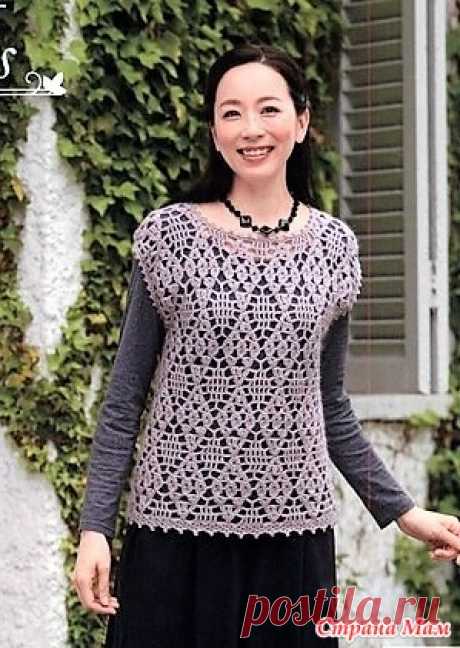 Летний топ с узором ажурные ромбы. Крючок. https://www.liveinternet.ru/