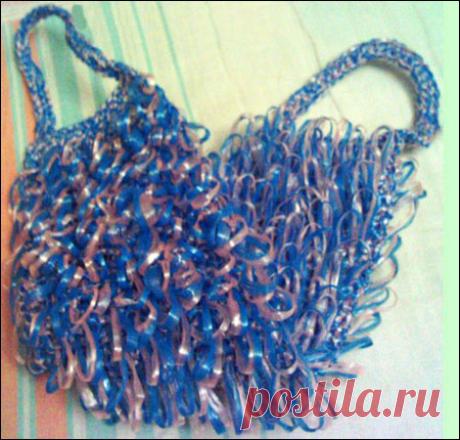Мочалка с вытянутыми петлями, связанная крючком (подробный МК от Ula2009)