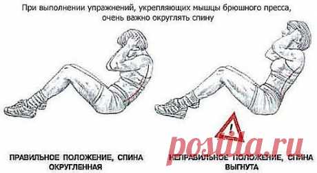 Правильное положение тела при выполнении упражнения на пресс