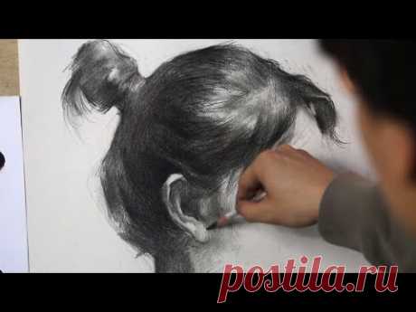 How to draw a woman's hair in pencil