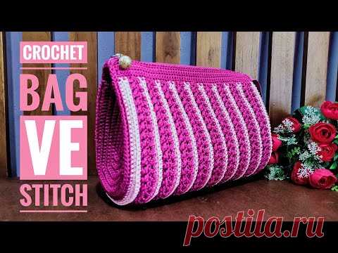 Crochet || Tutorial Tas Rajut Ve Stitch || Subtitles Available
