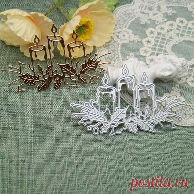 Рождественская свеча, фотография, поздравительная открытка, металлический нож, форма, ручной перфоратор, трафарет, режущие штампы | Дом и сад | АлиЭкспресс