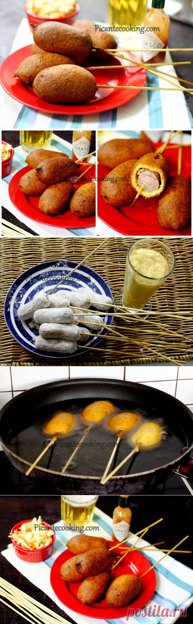 Рецепт сосисок в кукурузном тесте (Corndogs) | Picantecooking