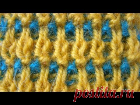 ▶ Узоры спицами. Вязание спицами цветной резинки - YouTube