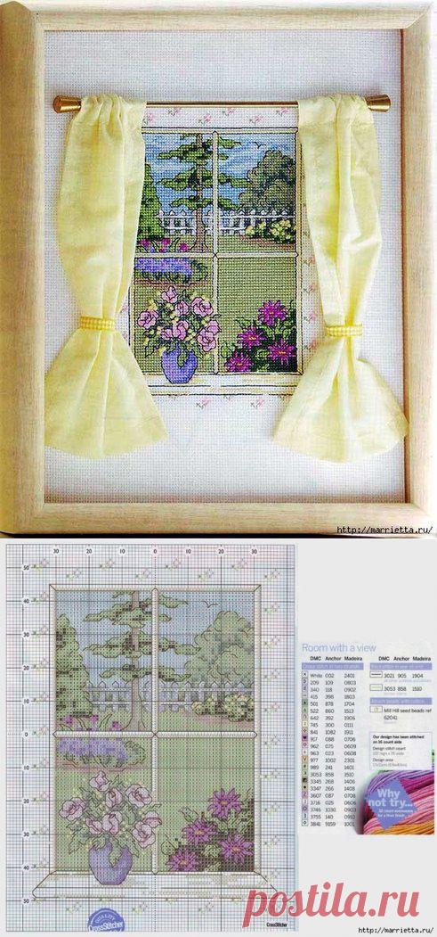 Вышиваем окно с цветами - интересная идея | Мир своими руками. Интернет магазин. http://www.worldhand.ru