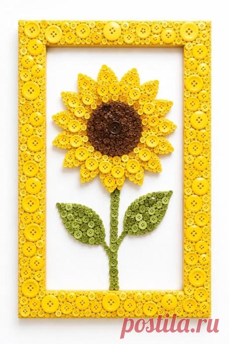Facebook | Sunflower out of buttons, Crafts for kids using buttons, Sunflowers button and pipe cleaner craft