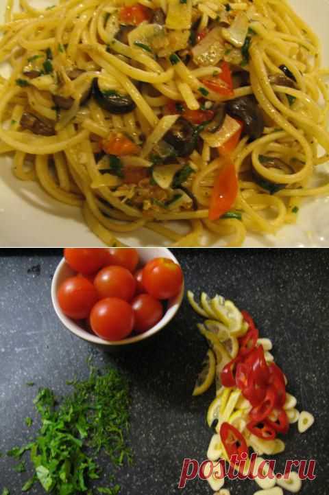 Лапша средиземноморская с лимоном и чесноком. | 4vkusa.ru