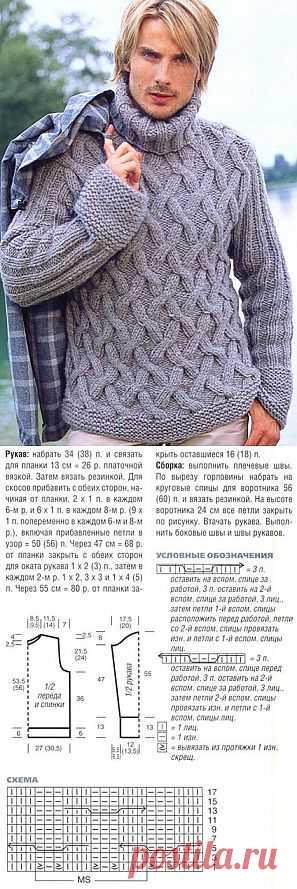 Мужской свитер спицами