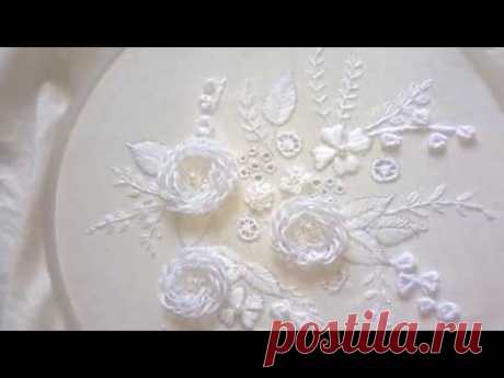 Hand embroidery designs. Hand embroidery stitches. White work embroidery.