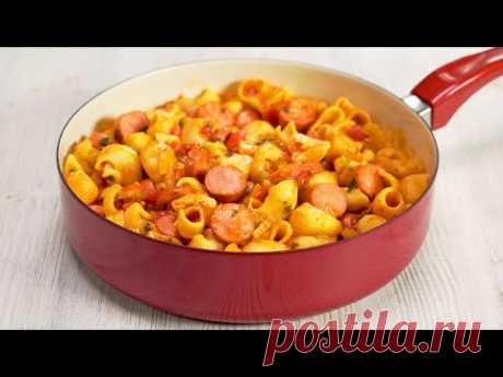 Вкусный ужин за 25 минут! Макароны с овощами и сосисками в одной сковороде от Всегда Вкусно!