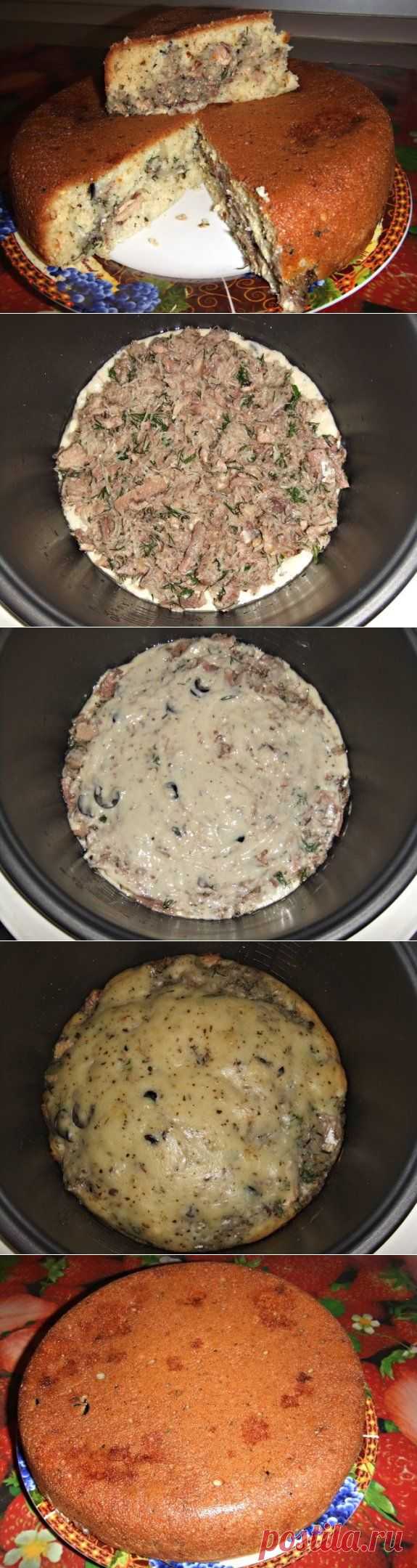 Пирог с картофелем и рыбными консервами в мультиварке