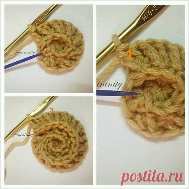 Нежный плед с объёмным рисунком крючком