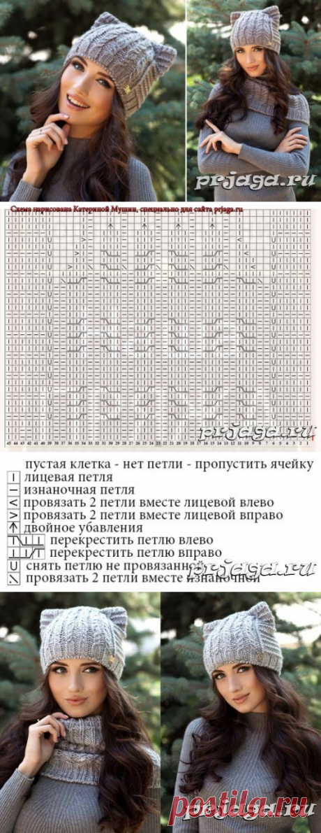 Шапочка кошка спицами