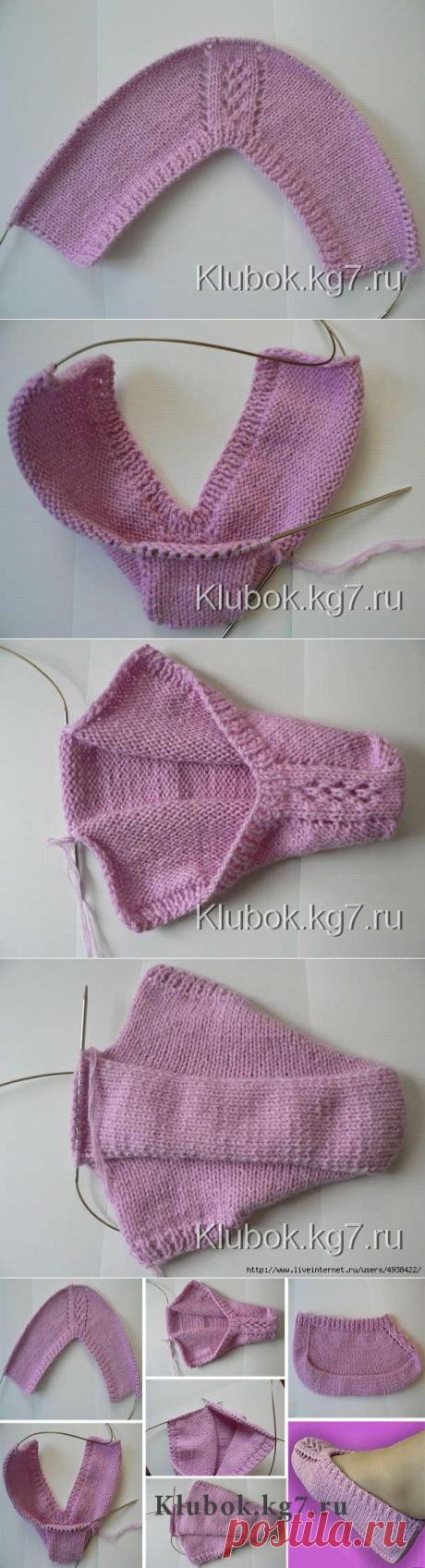 Тапочки на двух спицах (следочки) | Клубок