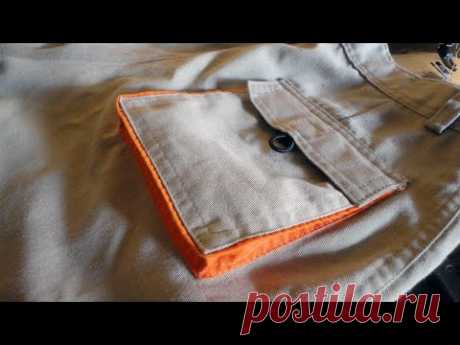 tutorial menjahit saku gamblok kombinasi 2 warna