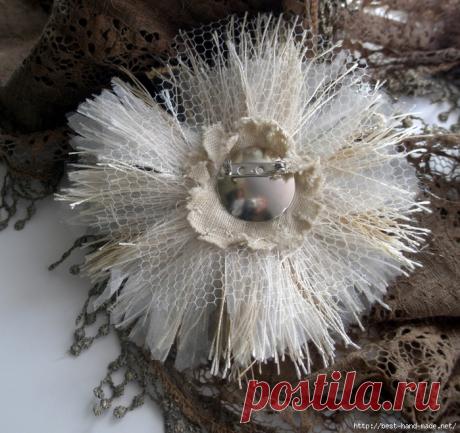 Оригинальная брошь-цветок от Jill M O'Leary, США. Мастер-класс