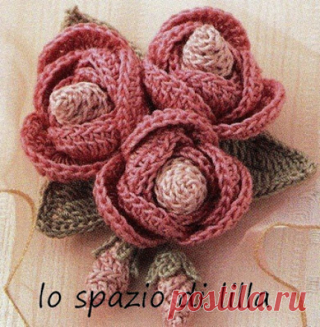 lo spazio di lilla: Bouquet di roselline con boccioli all'uncinetto, con schema / Crochet rosettes, free charts