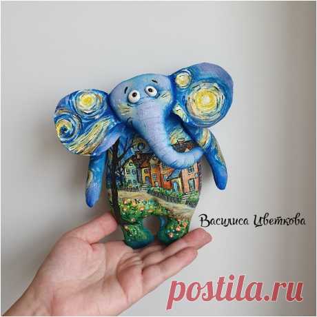 Синий слон. Слоник #слон #слоник #синийслон #слоняшки #текстильнаягрушка #грунтованныйтекстиль #ручнаяработа #хендмейд