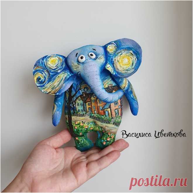 Синий слон. Слоник #слон #слоник #синийслон #слоняшки #текстильнаягрушка #грунтованныйтекстиль #ручнаяработа #хендмейд